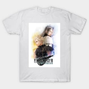 Watercolor portrait of Cloud Strife and Sephiroth T-Shirt